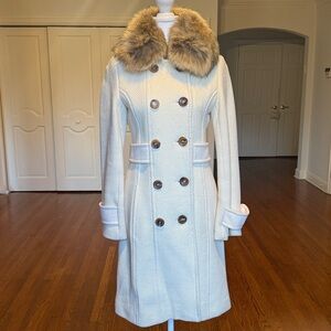 Andrew Marc Virgin Wool & Raccoon Fur Coat